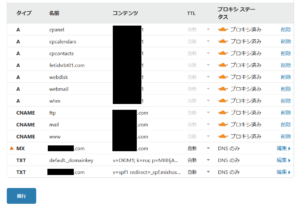 Cloudflare の DNS 情報取得完了画面