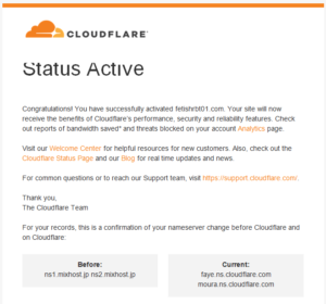 Cloudflare の機能正常性確認画面